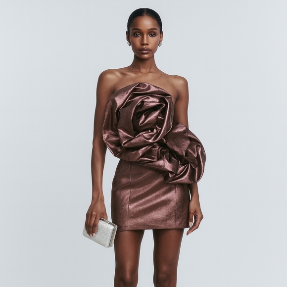 Brand New Zara Voluminous 3D Flower Mini Dress Small - Picture 1 of 8